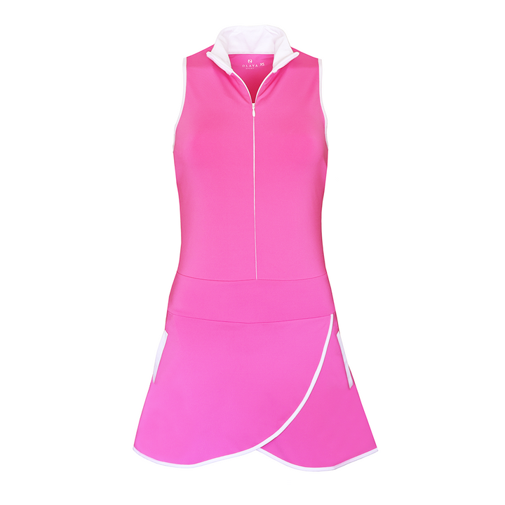 Mock Neck Racerback Golf Dress - Rose Pink