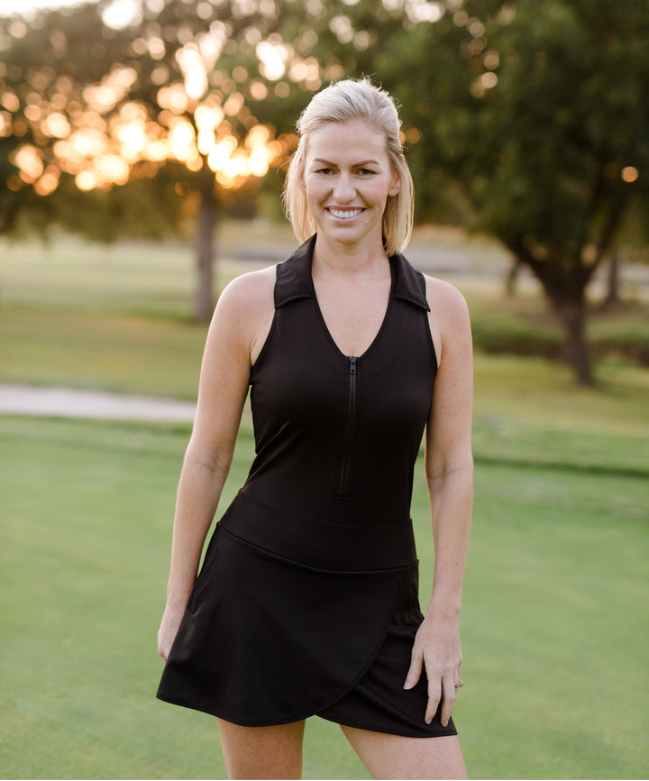 women's golf clothes black racerback women's golf dress